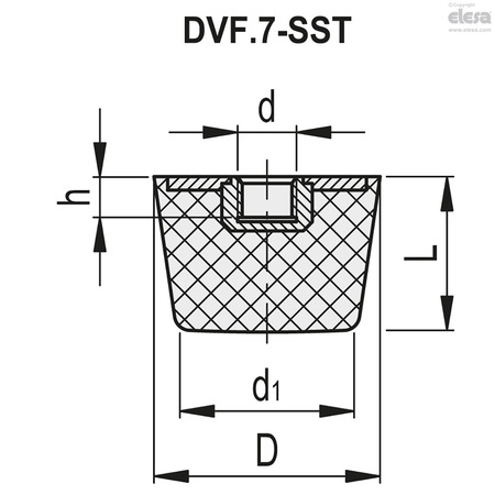 ELESA Threaded hole, DVF.7-25-17-SST-M6-55 DVF.7-SST